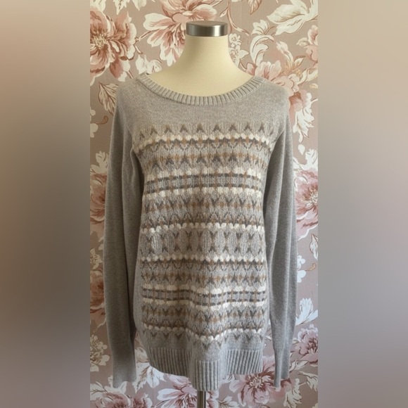 J. Crew Sweaters - J. Crew Fair Isle Nordic Geometric Merino Wool Blend Gray Sweater Size Large